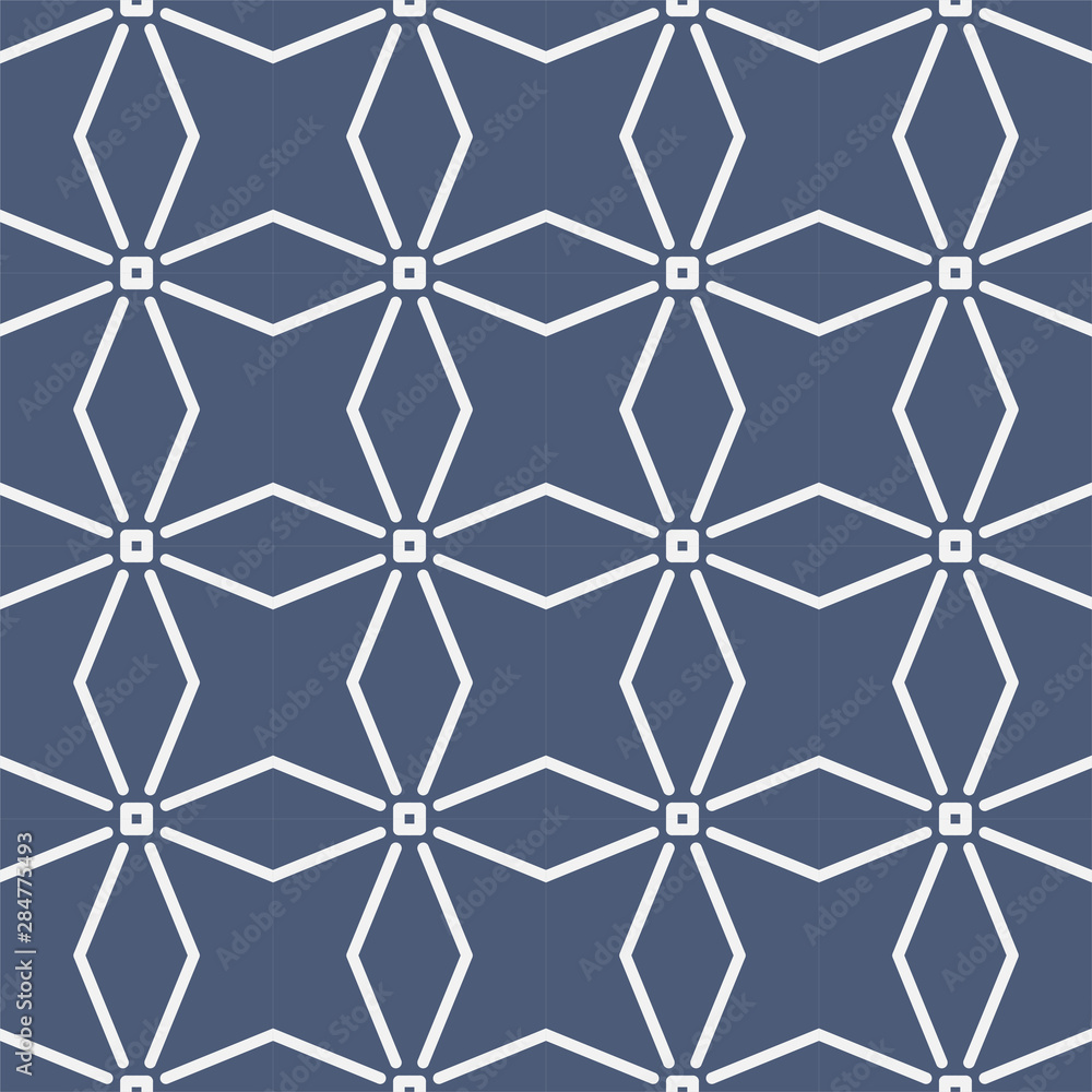 Fototapeta premium Vector seamless pattern and modern stylish texture. Repeating abstract geometric tiles with floral pattern.