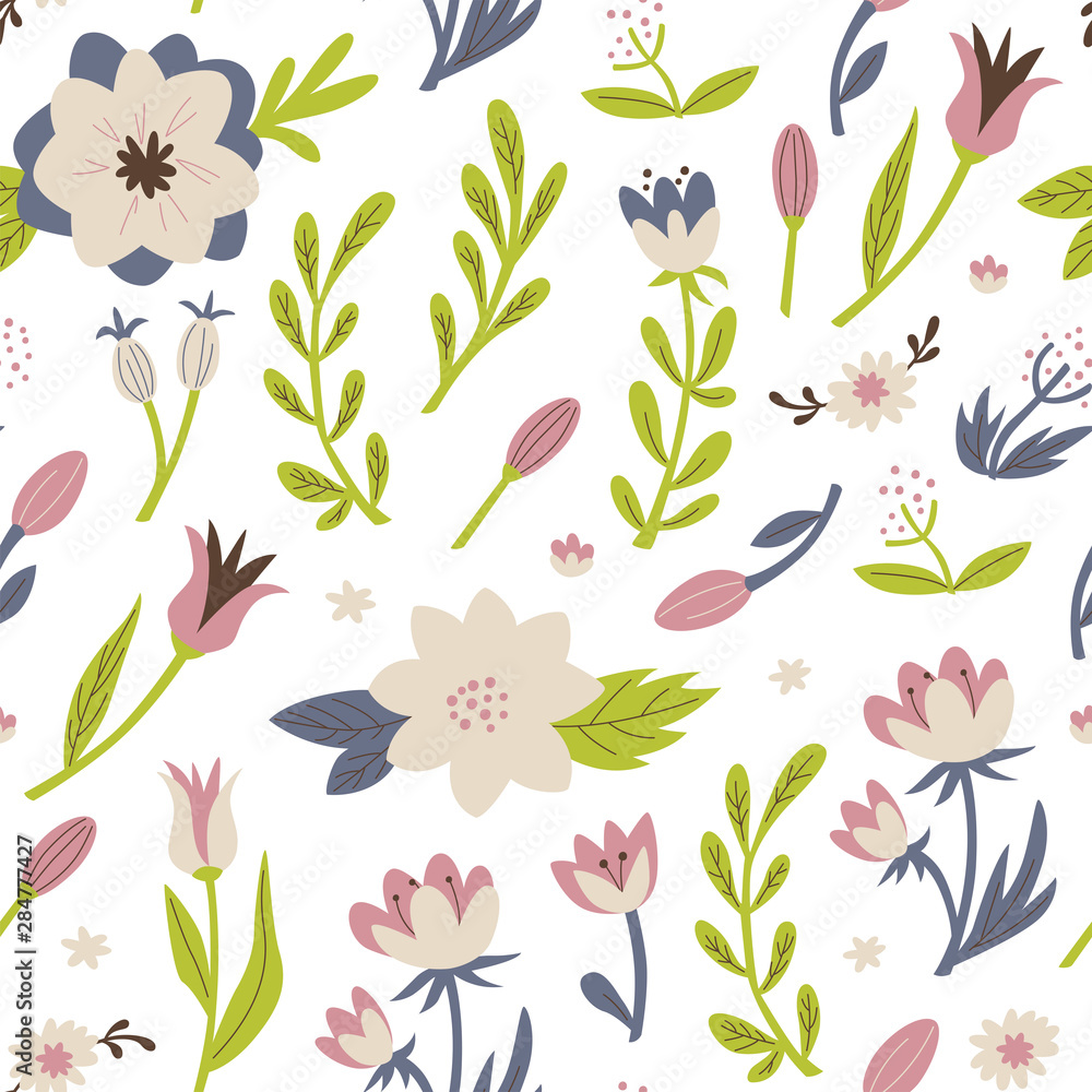 Seamless Floral Pattern. Hand Drawn Vector Illustration. Seamless Floral Pattern. Hand Drawn Vector Illustration.