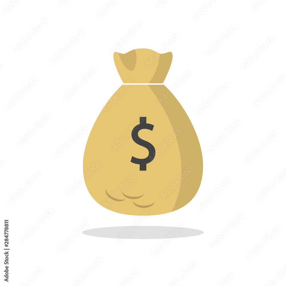 Money bag, sack with dollar sign. Investment, banking, market concept. Vector flat design Money bag, sack with dollar sign. Investment, banking, market concept. Vector flat design