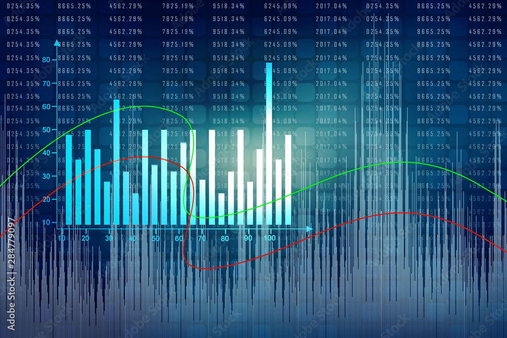 2d rendering Stock market online business concept. business Graph 