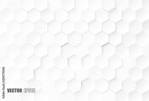 Abstract. Embossed Hexagon , honeycomb white background. light and shadow. Vector.