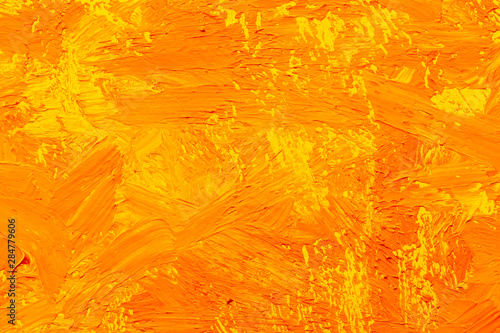 Quadro em tela Abstract orange yellow oil painting brush strokes