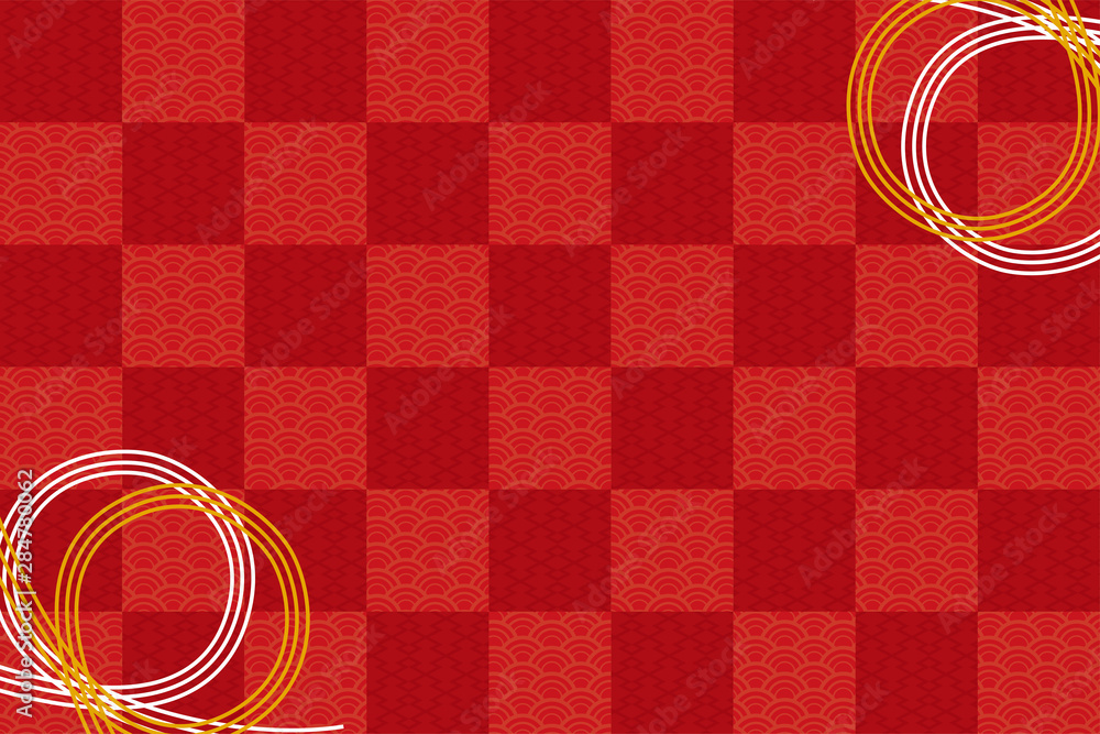 正月のイメージの水引きのフレーム 罫線 背景 赤 年賀状素材 ベクターデータ Stock Vector Adobe Stock