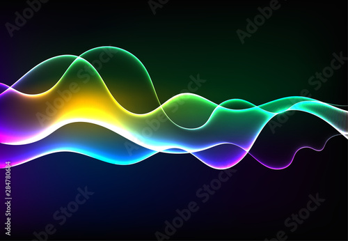 Modern speaking sound waves oscillating dark blue light, Abstract technology background. Vector illustration