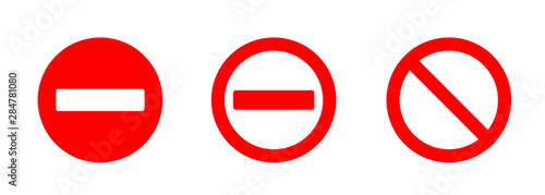 Not allowed traffic signs set, vector stop symbols photo