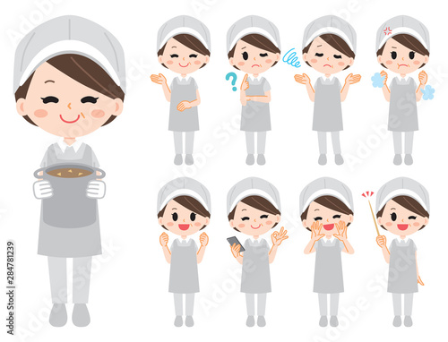Aunt of school lunch illustration set