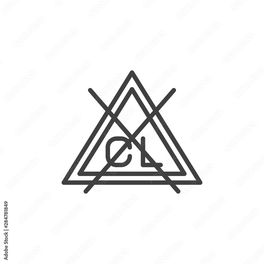 Non-chlorine bleach needed sign line icon. linear style sign for mobile concept and web design. Wash machine instruction outline vector icon. Laundry symbol, logo illustration. Vector graphics Non-chlorine bleach needed sign line icon. linear style sign for mobile concept and web design. Wash machine instruction outline vector icon. Laundry symbol, logo illustration. Vector graphics