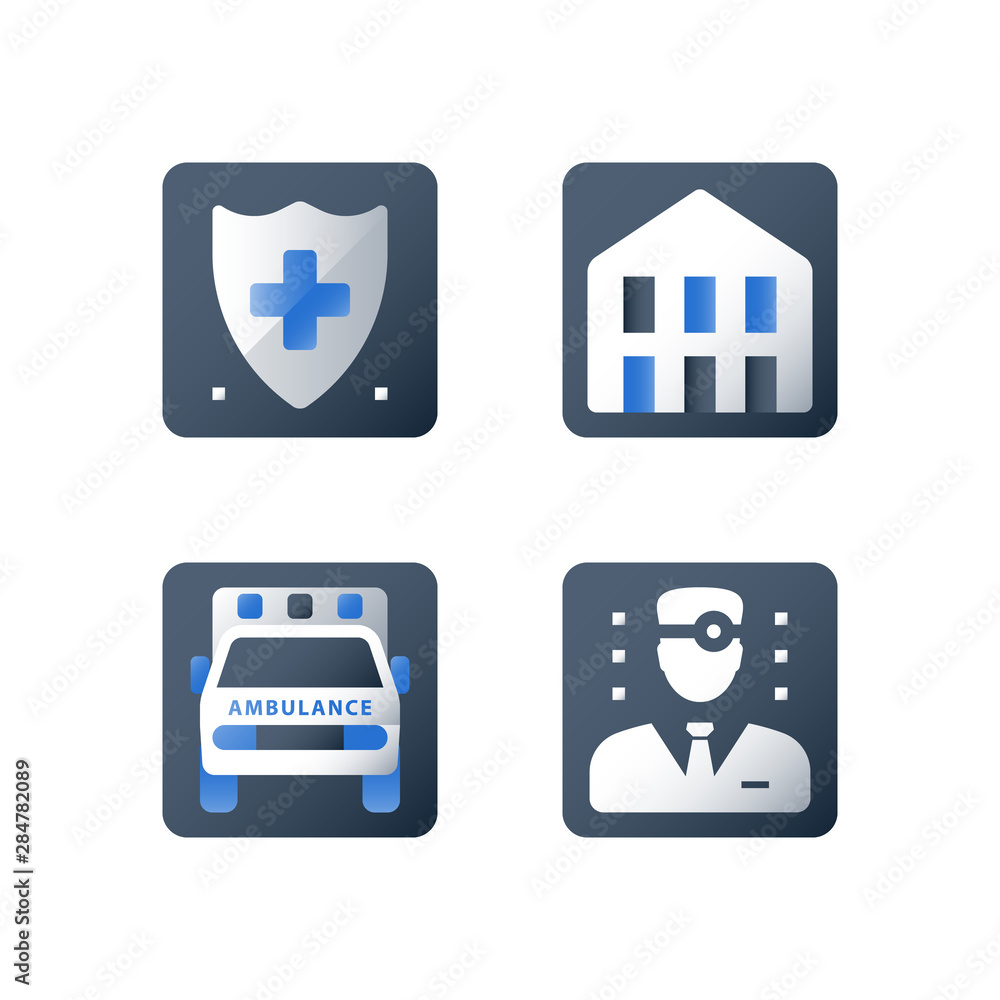 Shield and cross, medical insurance, health care policy, hospital services, preventive check up Shield and cross, medical insurance, health care policy, hospital services, preventive check up