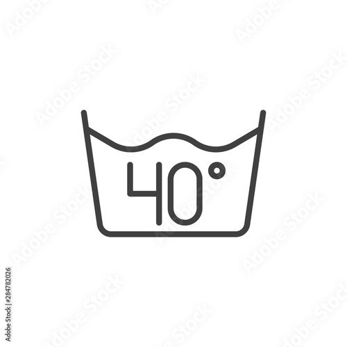 40 C or 105 F, water temperature washing line icon. filled flat sign for mobile concept and web design. Wash machine instruction glyph icon. Laundry symbol, logo illustration. Vector graphics