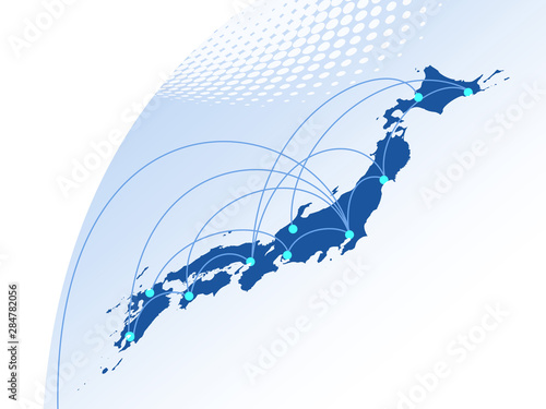 日本経済　日本地図　日本ビジネス　ビジネスイメージ　地図　成長