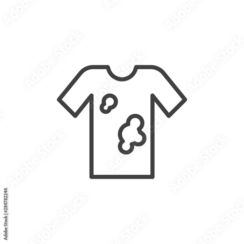 Dirty shirt line icon. linear style sign for mobile concept and web design. Stain remove sign outline vector icon. Laundry symbol, logo illustration. Vector graphics