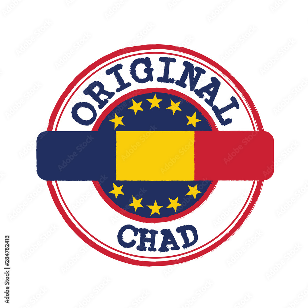 Vector Stamp of Original logo with text Chad and Tying in the middle with nation Flag. Vector Stamp of Original logo with text Chad and Tying in the middle with nation Flag.