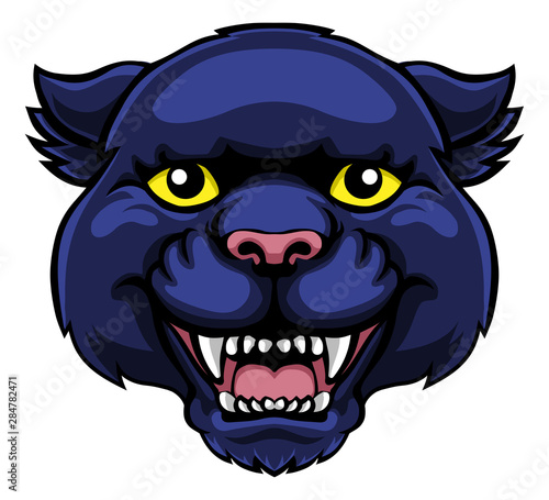 A panther mascot friendly cute happy animal cartoon character