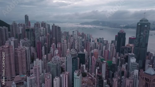 Wallpaper Mural Aerial footage of Hong Kong on a cloudy day Torontodigital.ca