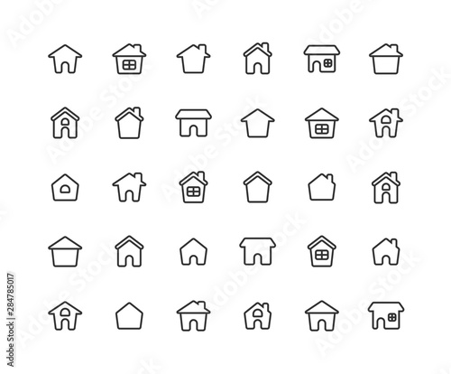 Home Ouline Icon Set on white background.