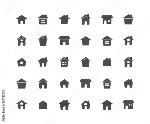 Home Solid Icon Set on whit...