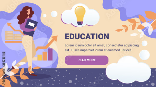 Woman Holding Book Walk on Abstract Background