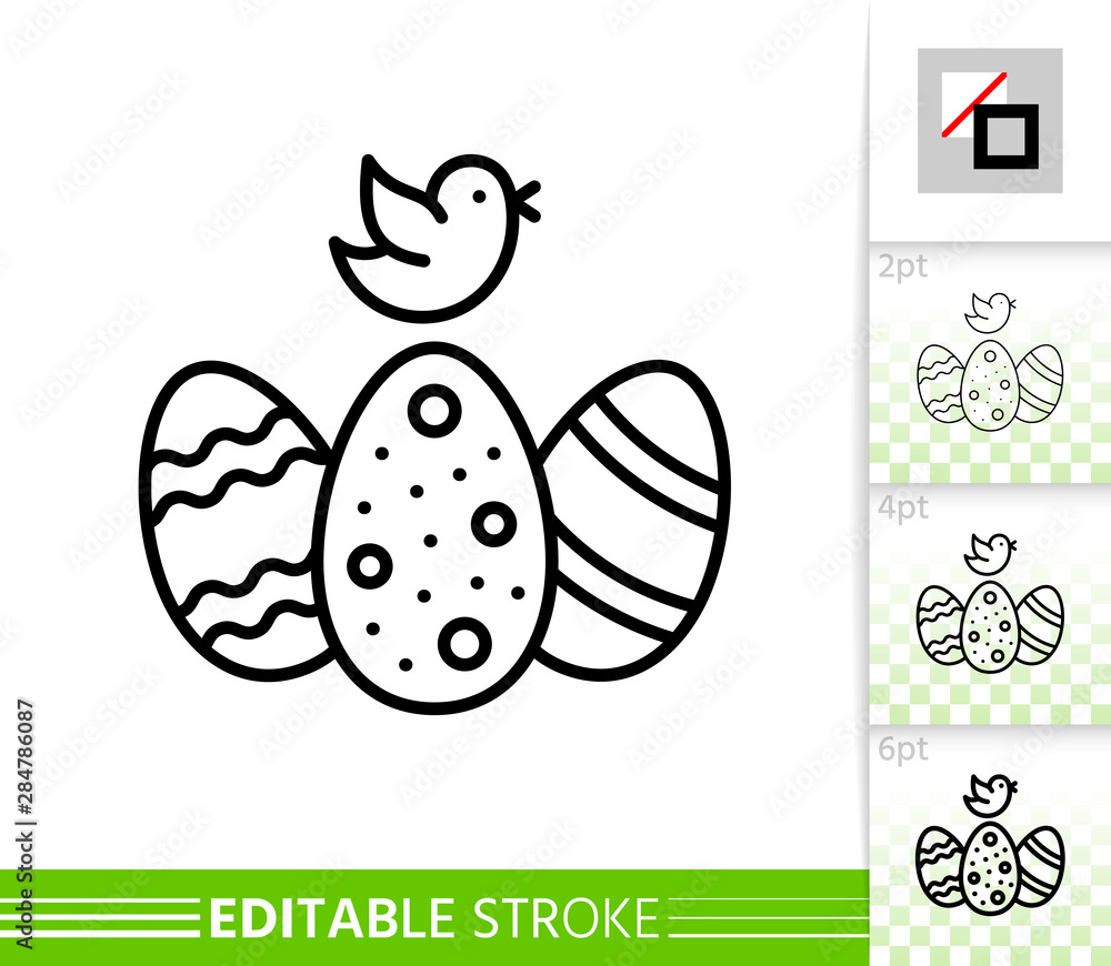 Easter egg spring bird simple line vector icon