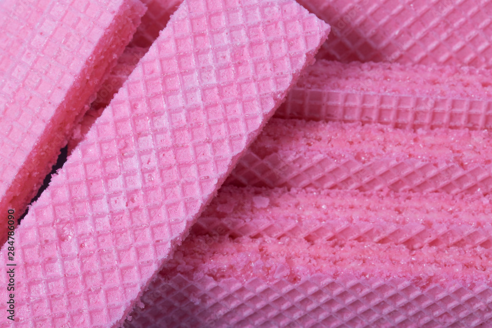Pink crispy wafers background Pink crispy wafers background