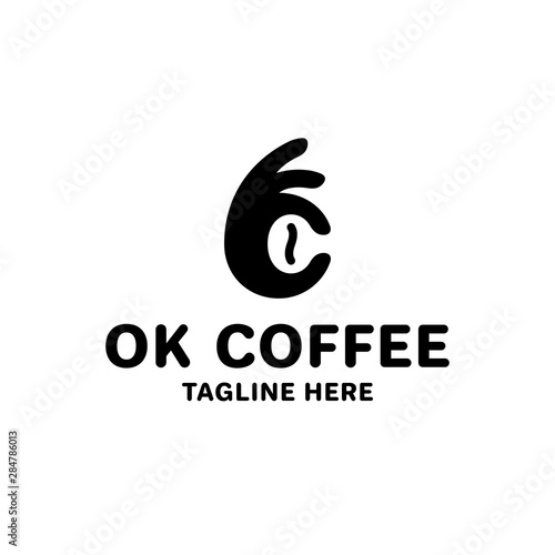 OK Coffee Hand Bean Logo