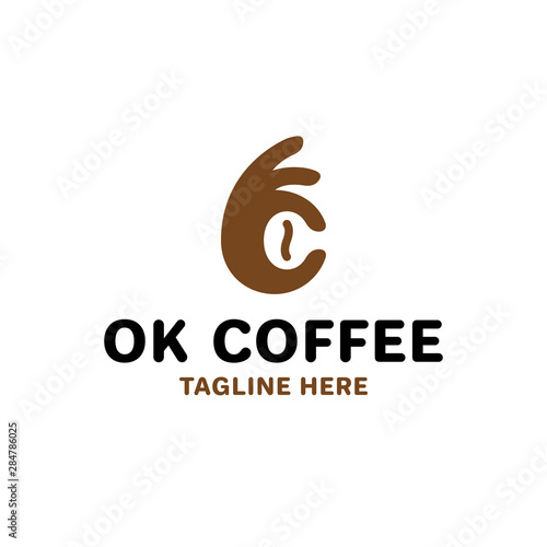 OK Coffee Hand Bean Logo
