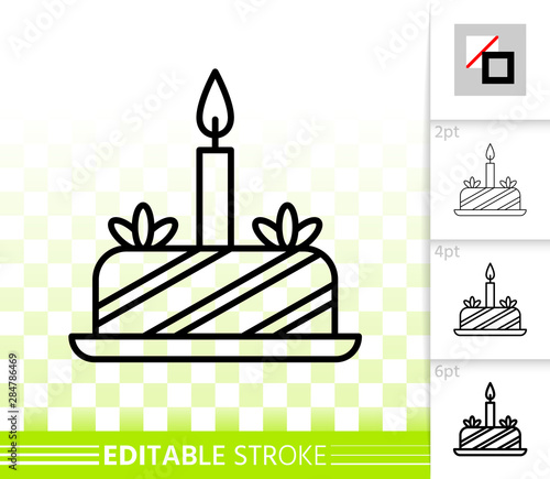 Cake birthday candle simple thin line vector icon