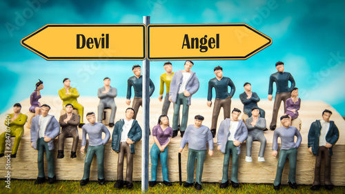 Street Sign to Angel versus Devil