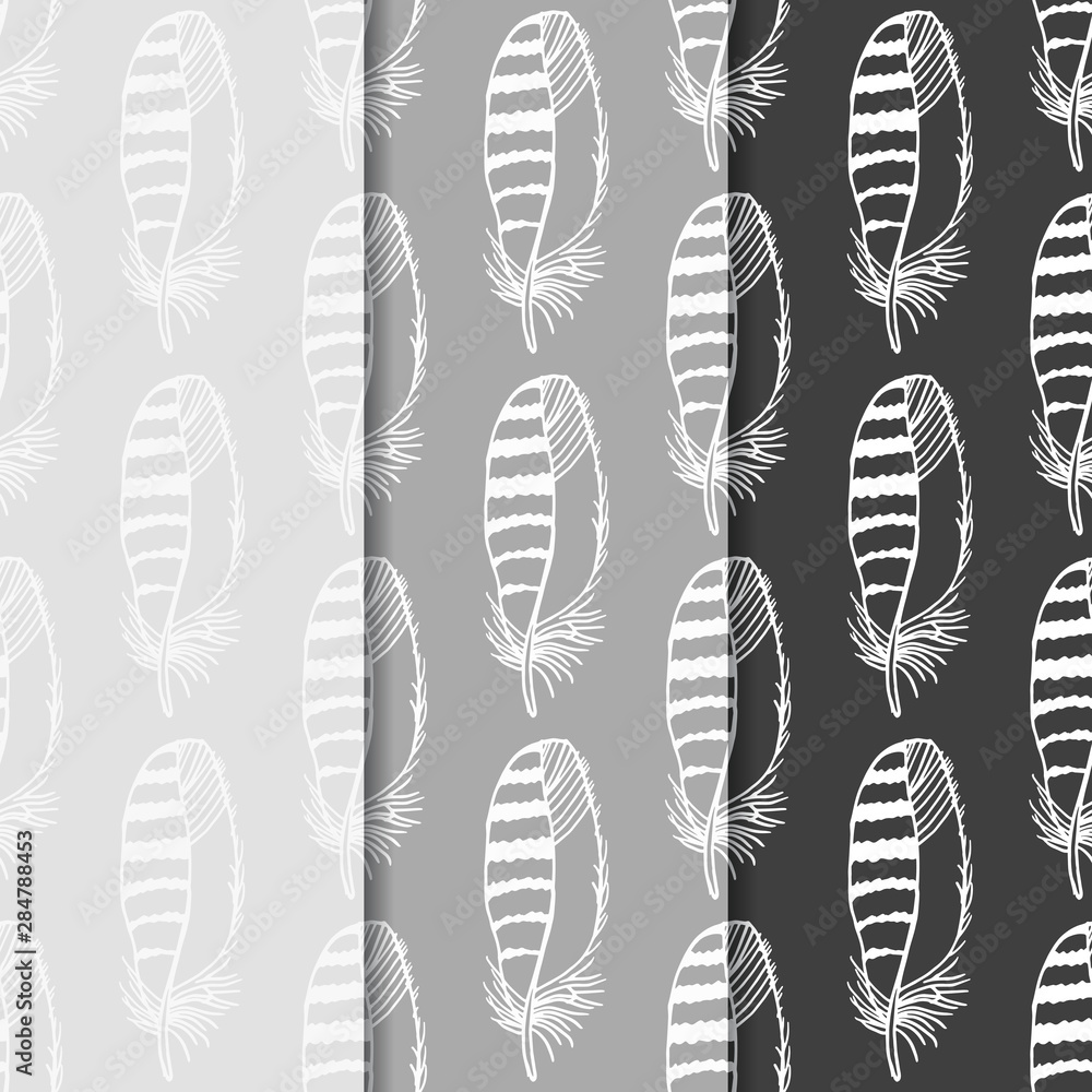 Foto Mockingjay feather seamless pattern hand drawn sketch