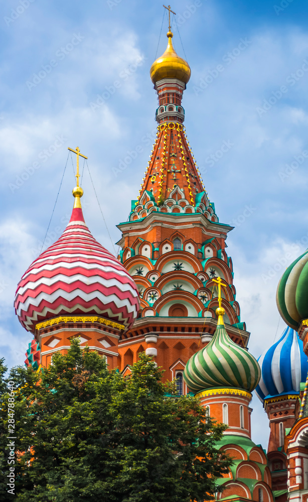 the domes of St. Basil's Cathedral on red square in Moscow