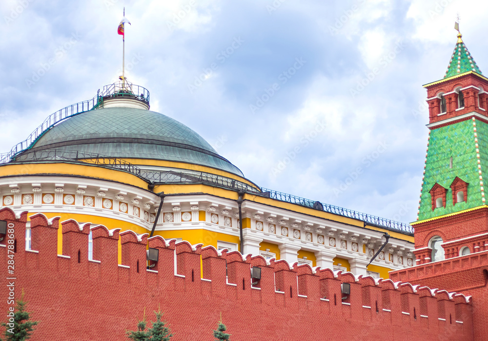 red brick Wall of the Moscow Kremlin