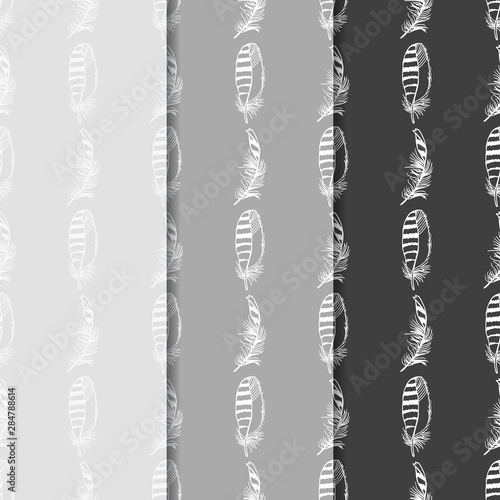 Fotografie Mockingjay feather seamless pattern hand drawn sketch