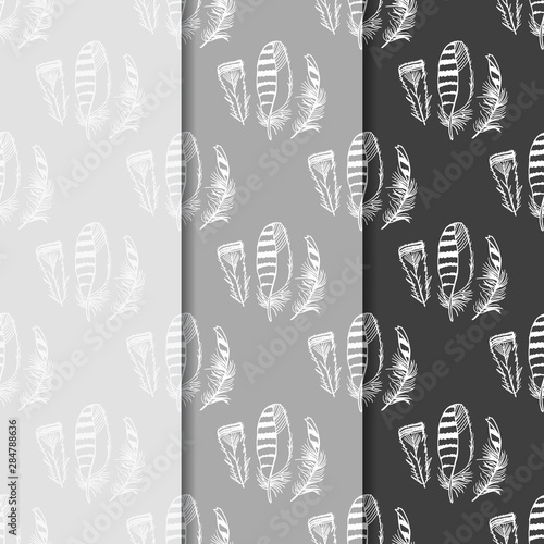 Принти на полотні Mockingjay feather seamless pattern hand drawn sketch