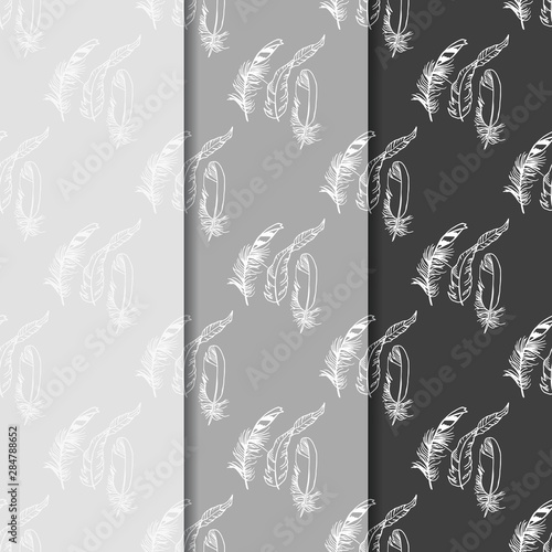 Fotografie Mockingjay feather seamless pattern hand drawn sketch