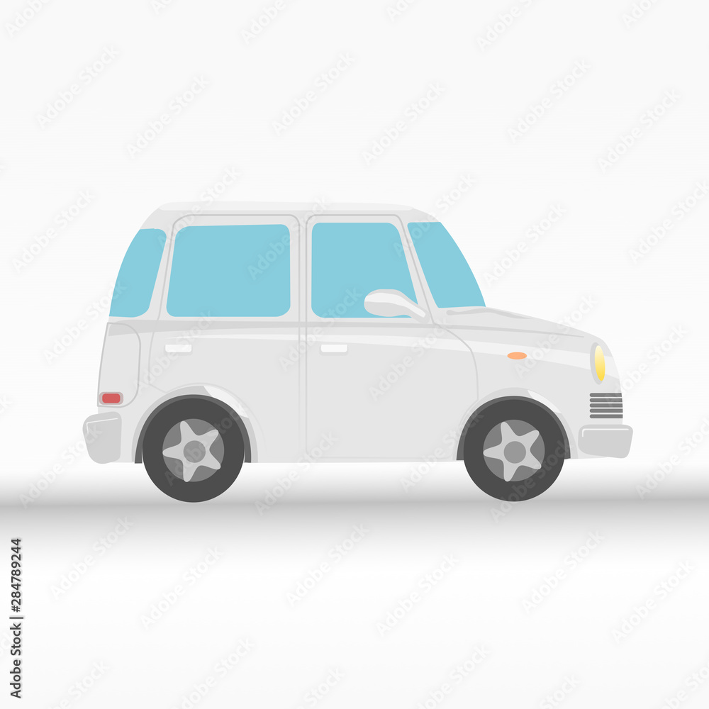 White eco car on white background vector illustration.