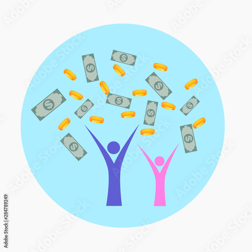 Family happy with dollar money income vector illustration.