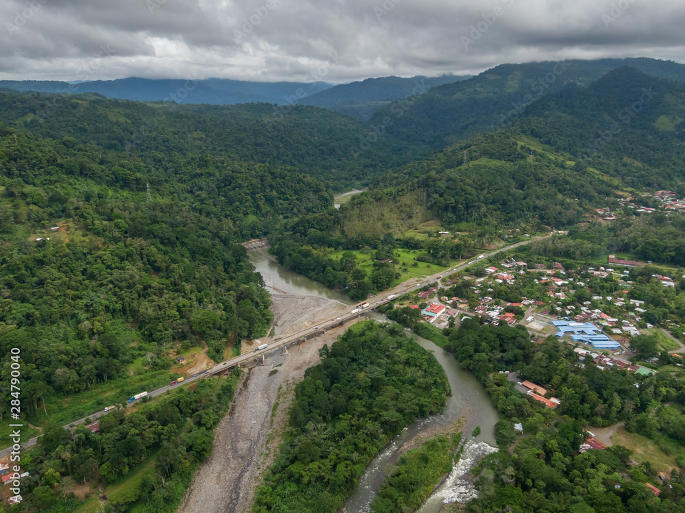 Beautiful aerial view of the Pacuare river in Costa Rica