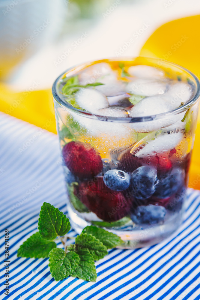 Glass with berries and ice Glass with berries and ice