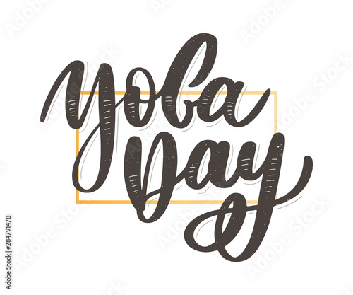 international yoga day, handwritten text, calligraphy, lettering