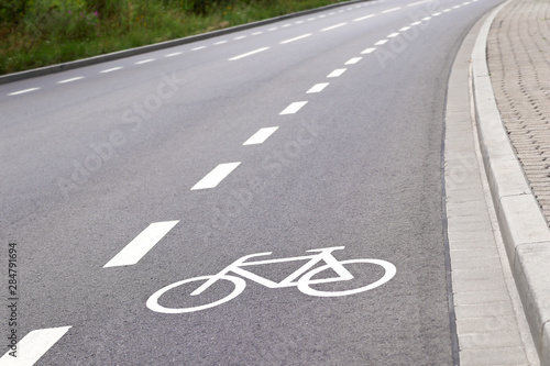 bicycle lane in europe closeup
