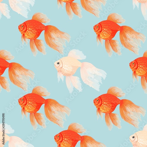 Vector seamless pattern with high detail goldfish