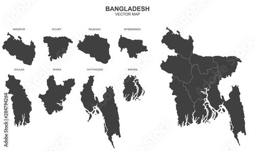 map of Bangladesh on on white background photo