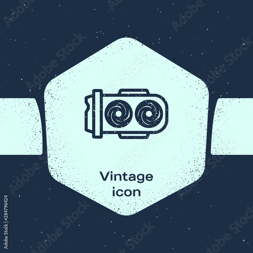 Grunge line Mining farm icon isolated on blue background. Cryptocurrency mining, blockchain technology, digital money market, cryptocoin wallet. Monochrome vintage drawing. Vector Illustration