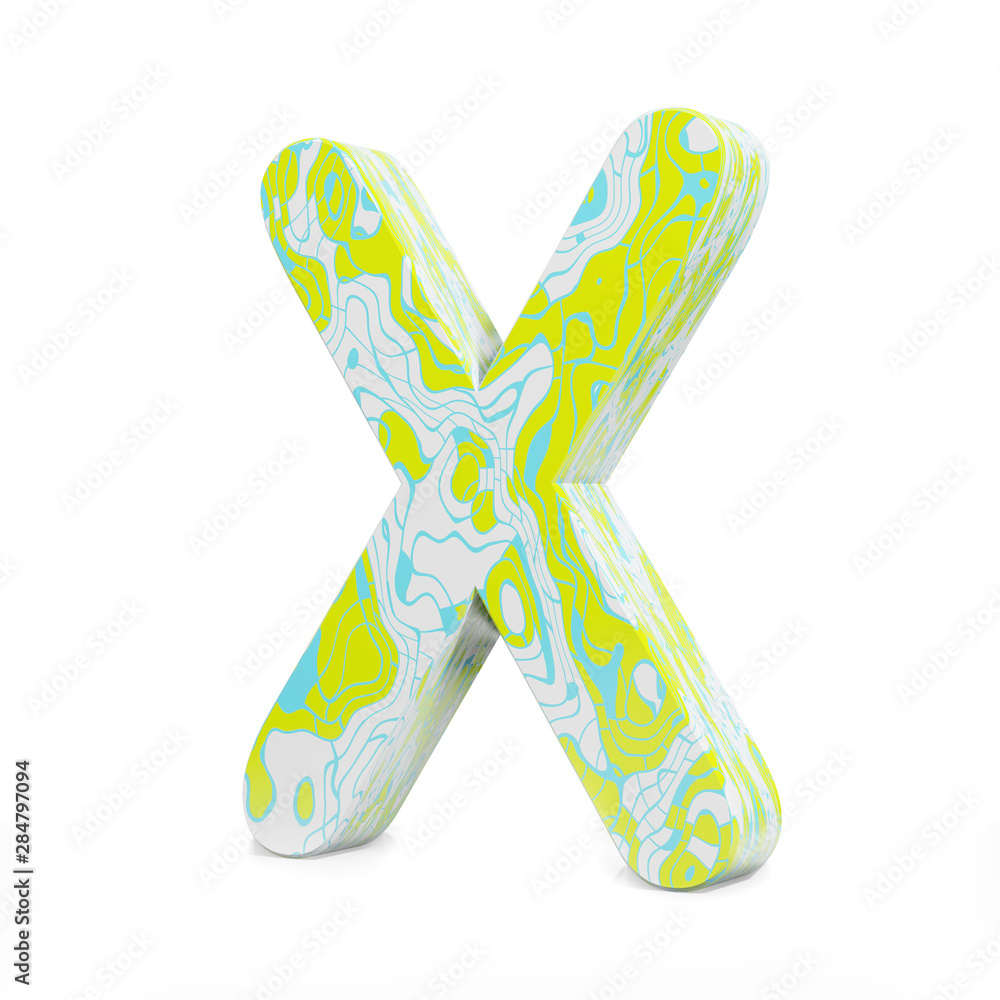 3D rendering letter X on white background. Signs and symbols. Colorful Alphabet. Textured materials. 3D rendering letter X on white background. Signs and symbols. Colorful Alphabet. Textured materials.