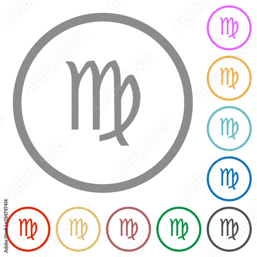 virgo zodiac symbol flat icons with outlines