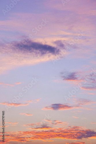 Violet ,blue, pink and yellow color sky cloud beautiful nature texture abstract background.