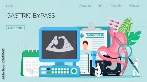 Gastroenterology landing page vector. Gastric bypass medical concept.