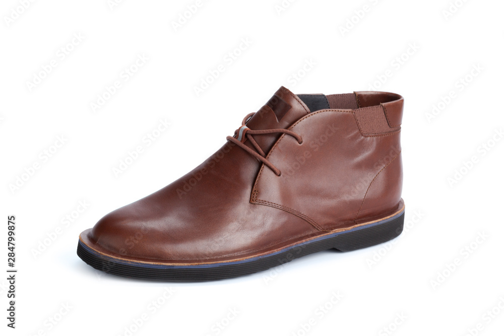 Brown formal male leather shoes isolated on white background Brown formal male leather shoes isolated on white background
