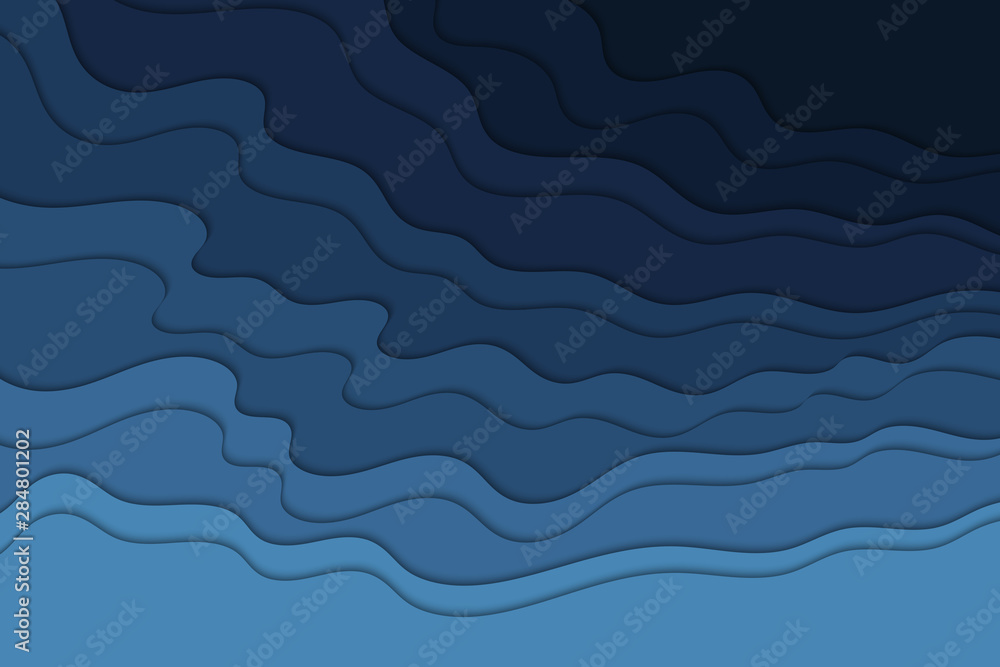 Fototapeta premium Background with blue waves. Abstract wavy blue paper background.