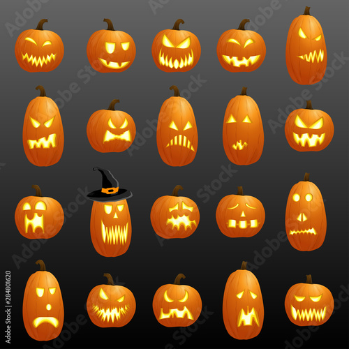 different Halloween pumkpins