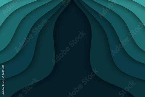 Background with blue waves. Abstract wavy blue paper background.